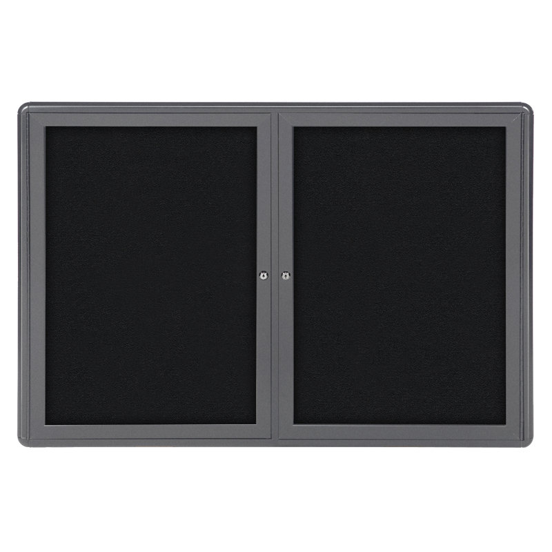 Babillard fermé 2 portes Ovation, Gris, Noir, H 3 po x l 5 po