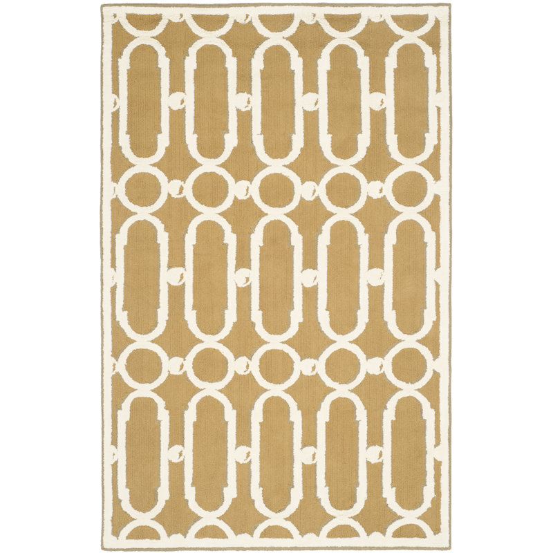Sheeran Newport Hand Hooked Cotton Pile Geometric Rug, Rectangle 3'9" x 5'9"
