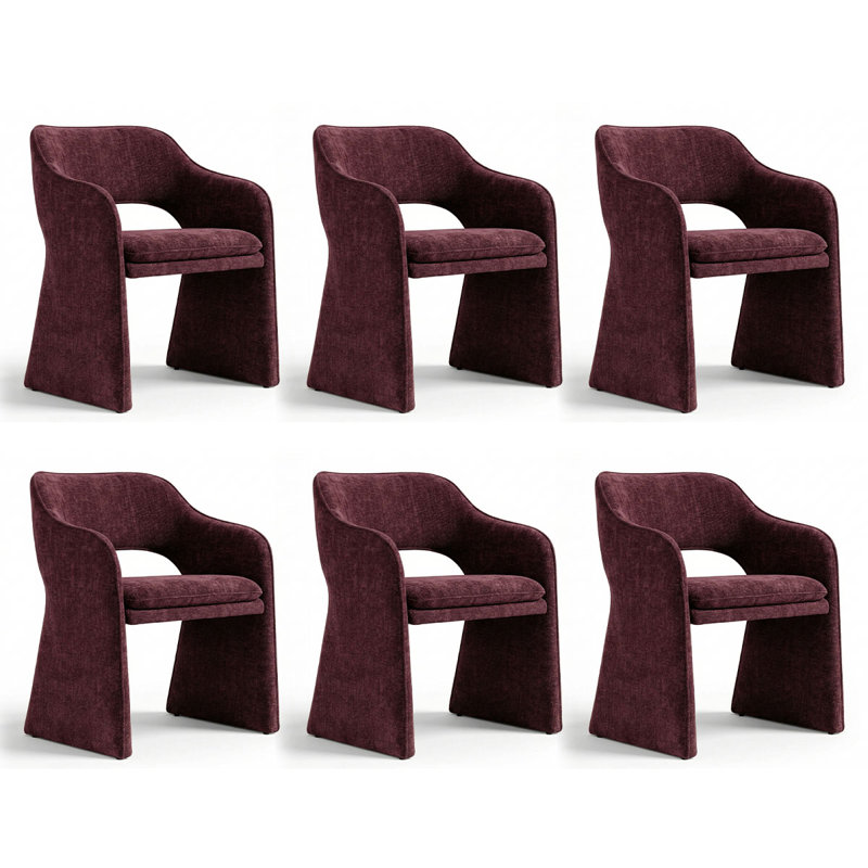 19" Seat Height Upholstered Dining Armchair, Wine
