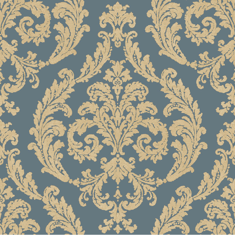 Moffitt 10m x 53cm Textured Satin Wallpaper Roll, Blue