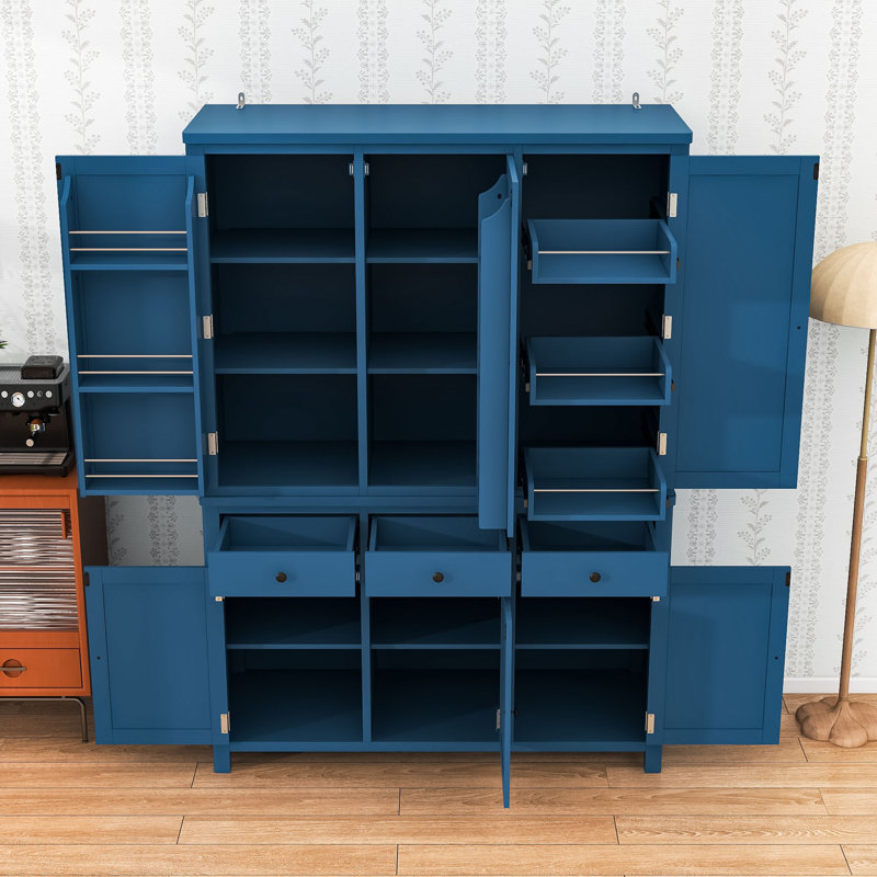 Armoire de cuisine polyvalente avec conception anti-basculement et rangement élégant, Bleu très foncé