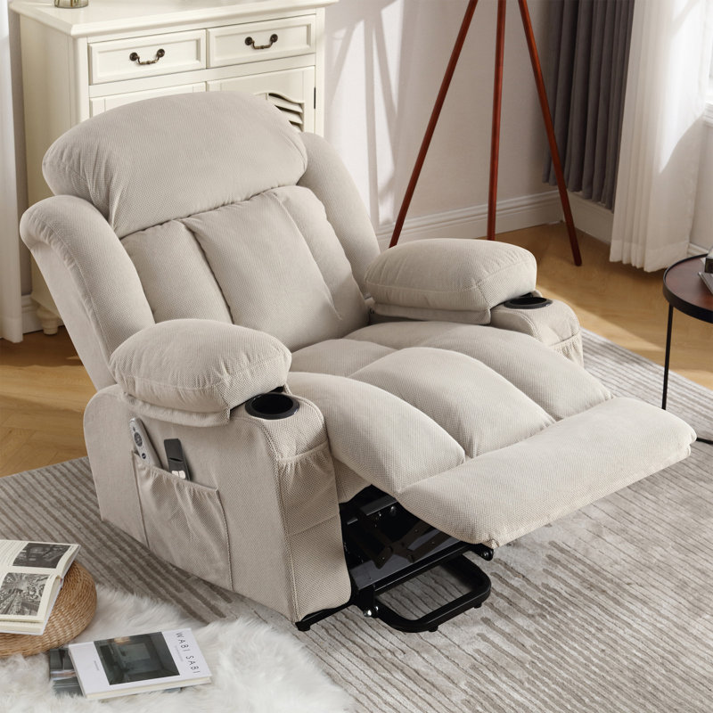 Velvet Power Lift Recliner With Heat And Massage For Living Room