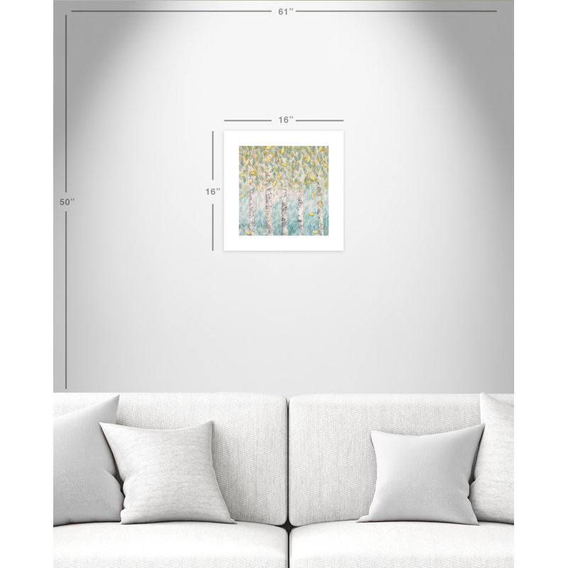 Bouleau aqua doux - peinture sans cadre, H 16 po x l 16 po x P 0,1 po