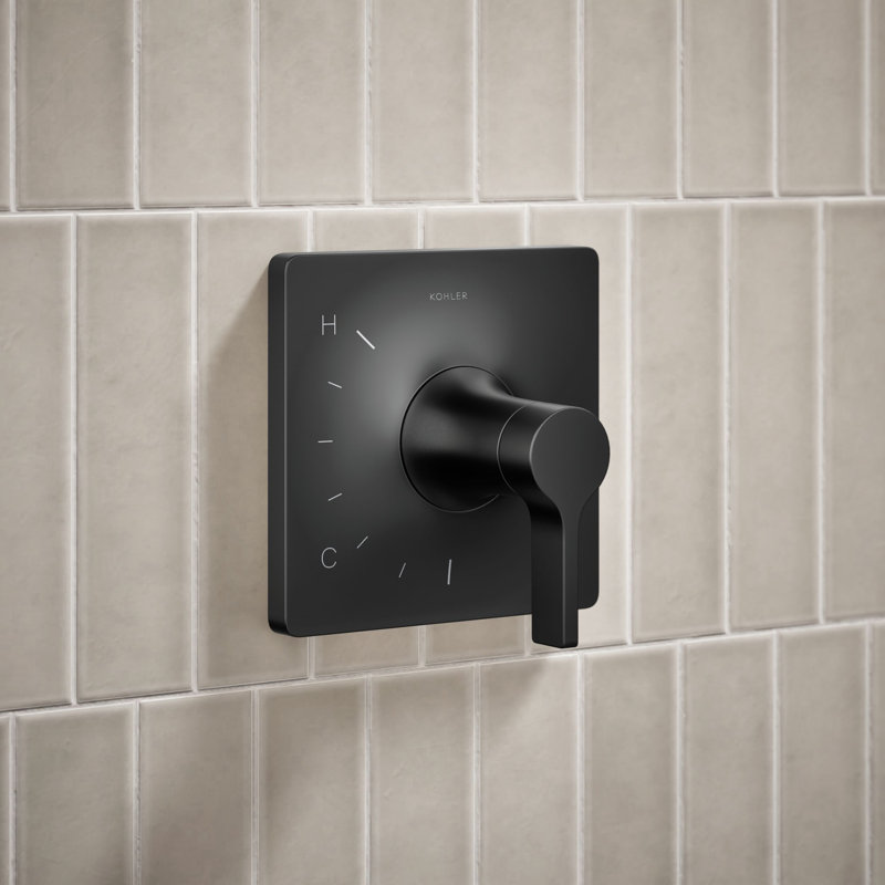 Venza Rite-Temp Shower Faucet Trim Set With 1.75 GPM Showerhead, Matte Black