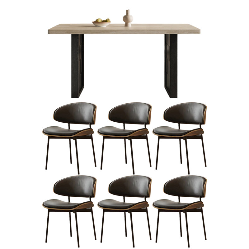 Mease, 7 pièces : table, 6 chaises, H 29,53 po x l 59,06 po x P 31,5 po, Beige