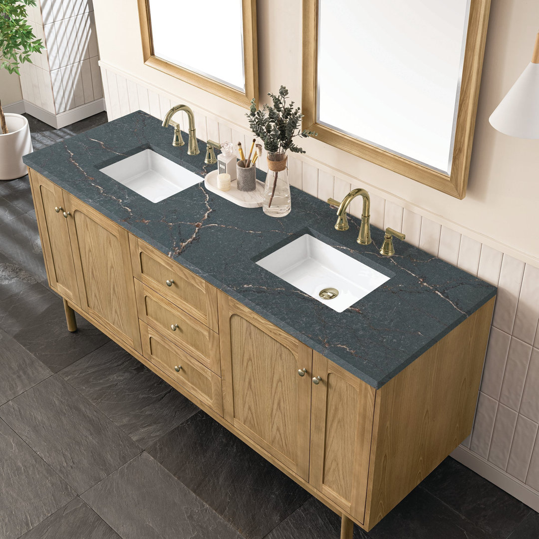 Laurent 72'' Double Bathroom Vanity with Top James Martin Vanities Top 