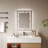 Square Frameless Led Bathroom Mirror With Etched Pattern, Front & Back Light, 3-Color Dimmer, Plug-In / Hardwired, Horizontal / Vertical