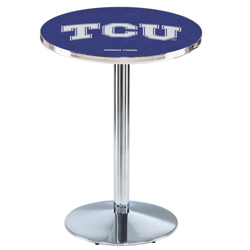 Round Metal Base Dining Table, Chrome, Rutgers
