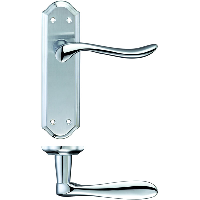 Lincoln Latch Right Hand Door Handle, Satin Chrome/Polished Chrome