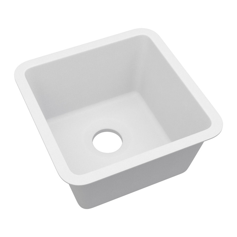 15-Inch Platinum Quartz Composite Drop-In Undermount Single Bowl  Kitchen/Bar Sink, White