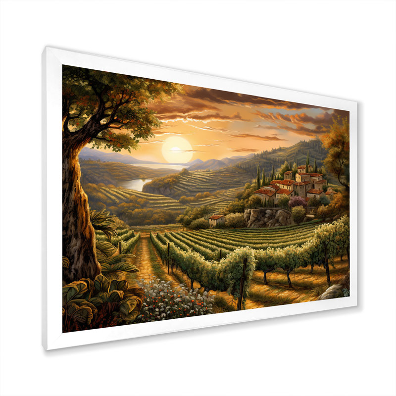 «Vineyard Charm», impression sur toile encadrée, H 34 po x l 44 po x P 1,5 po, Cadre simple blanc