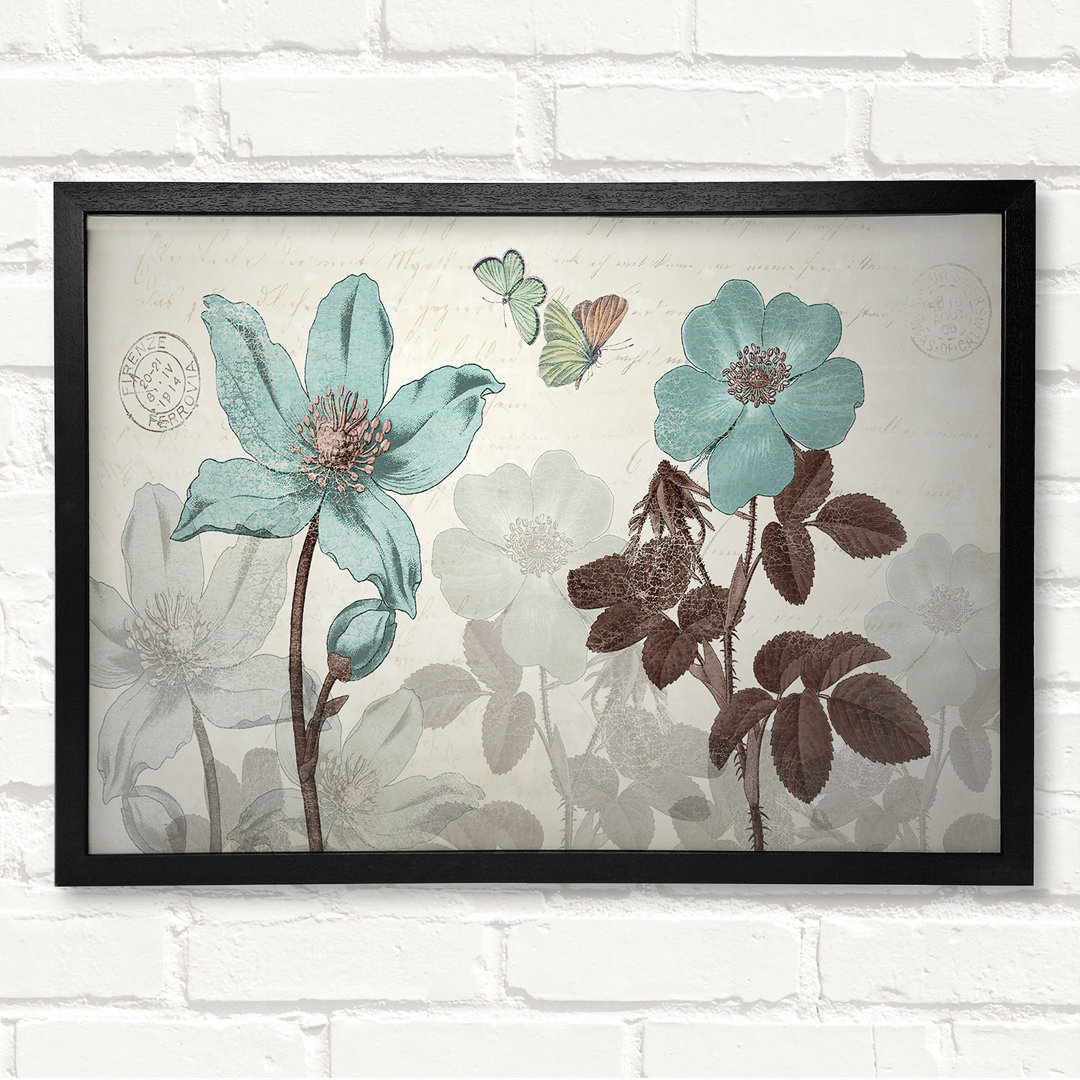 Blue Flower Stand Tall - Closed Corner Frame Kunstdrucke auf Holz