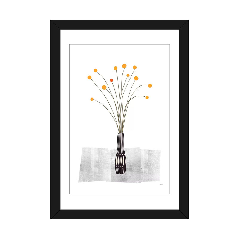 «Flowers III», impression sur toile, H 24 po x l 16 po x P 1 po, Papier d'art encadré noir, Blanc