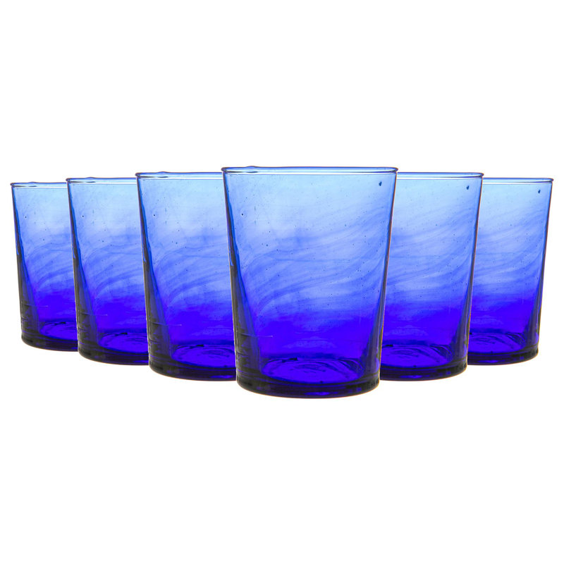 Nicola Spring - Meknes Tumbler Glasses - Hand-Blown Recycled Glassware, Light Blue