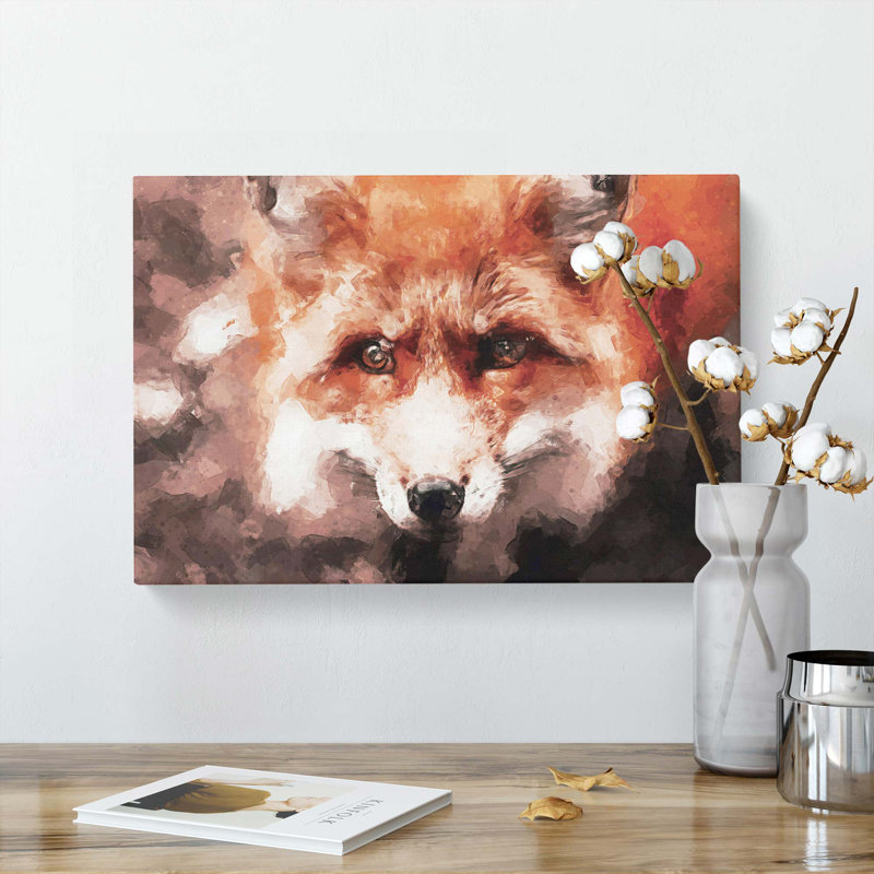 Curious Fox in Abstract - Wrapped Canvas, 40cm H x 60cm W x 3cm D