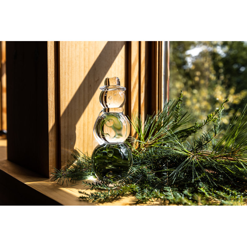 Handmade Glass Tall Snowman Figurine, X-Large