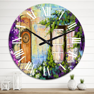 Mystery Door with Colorful Stone Wall Ii - Vintage Wall Clock