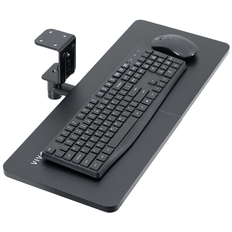 Black Adjustable Under Desk Rotating Keyboard and Mouse Tray