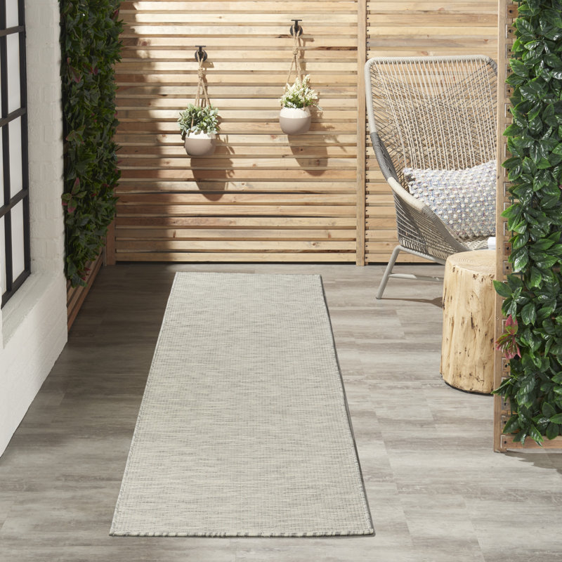 Tapis terre cuite intérieur / extérieur Lillehammer, Tapis de couloir 2 pi 2 po x 10 pi, Gris