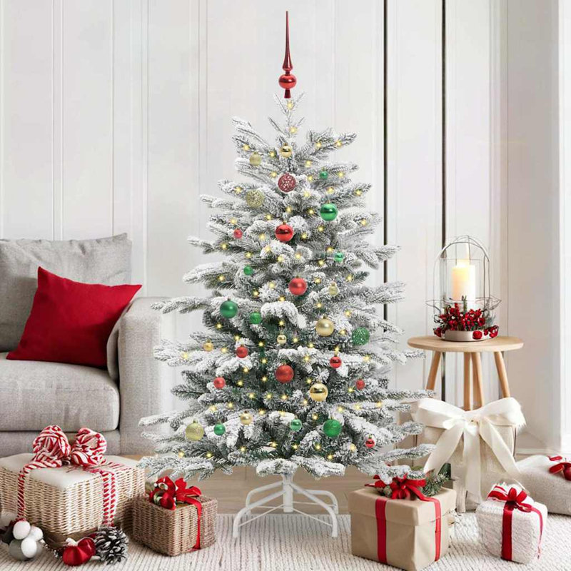 Artificial Hinged Christmas Tree White PE and PVC, 4.92 ft