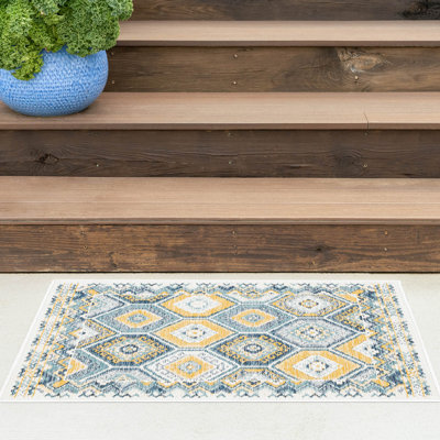 Deltufo Geometric Reversible Flatweave Indoor / Outdoor Area Rug