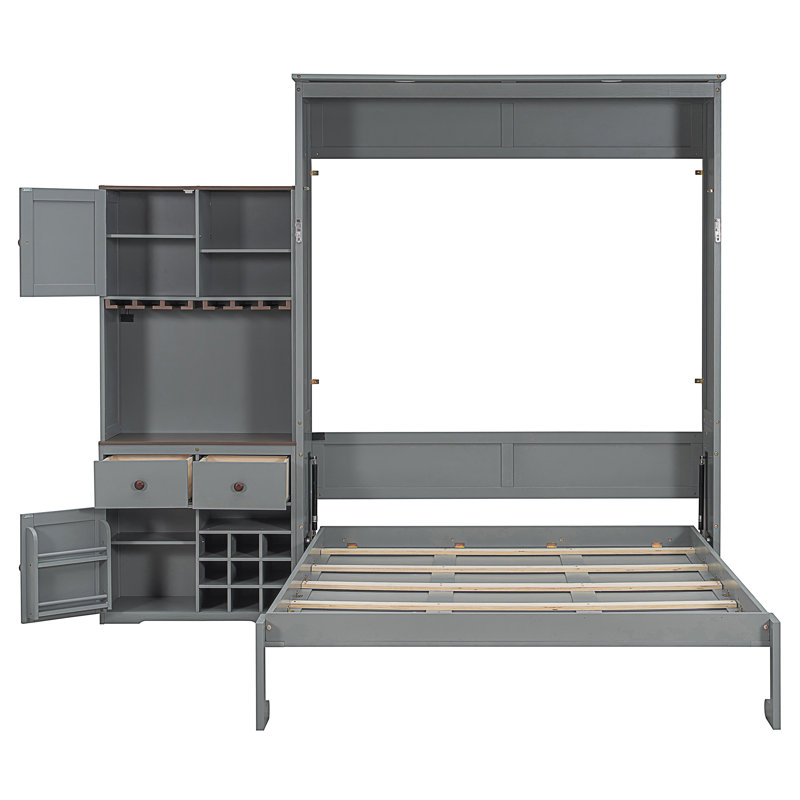 Lit escamotable avec armoire de rangement Murphy, Gris