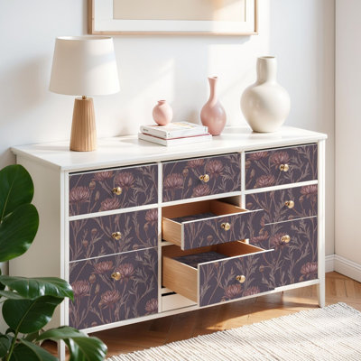 Papier peint auto-adhésif à motif de fleurs sauvages Art Nouveau