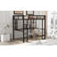 Lit mezzanine double en métal et panneau de fibres à densité moyenne avec long bureau et tablettes, noir