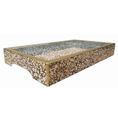 Handmade Reverse Painted Mirror Serving Tray