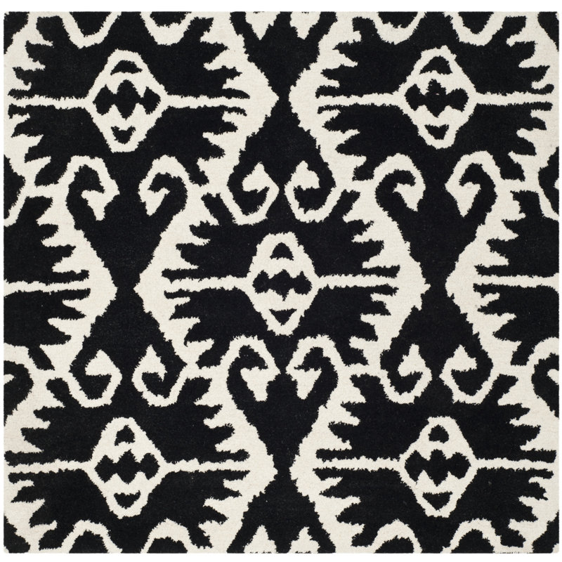 Kouerga bHand Tufted Wool Geometric Rug, Square 5'