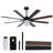 65 in. 8-Blade Black / Walnut Brown Fandelier Ceiling Fan with LED Light, Remote and APP Control, Two-Toned Blade-208690563