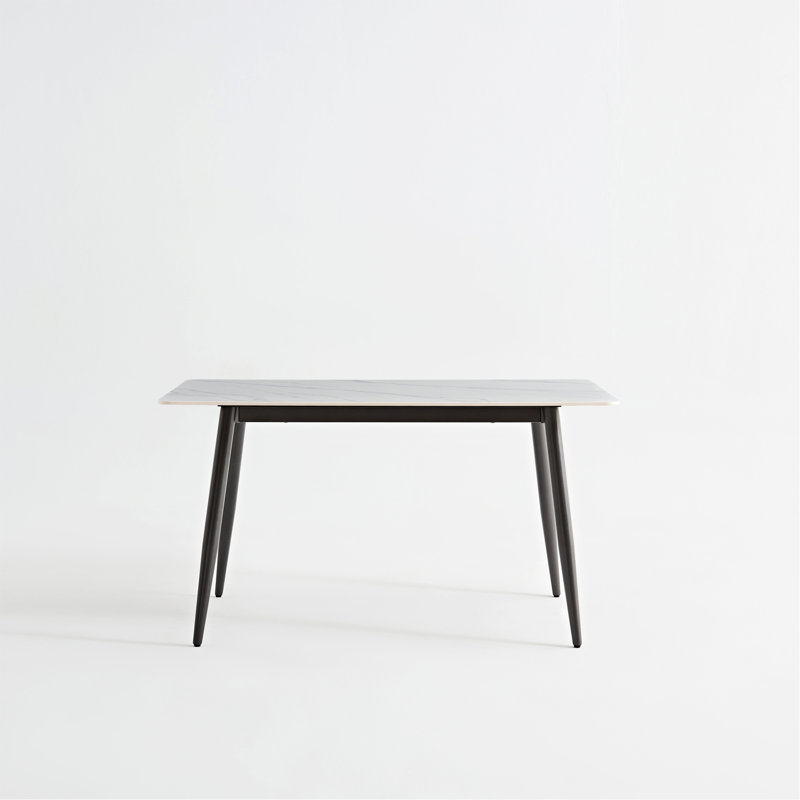 Large Rectangular Table With Strong Metal Base Modern Stone Dining Table For Kitchen 1.6M