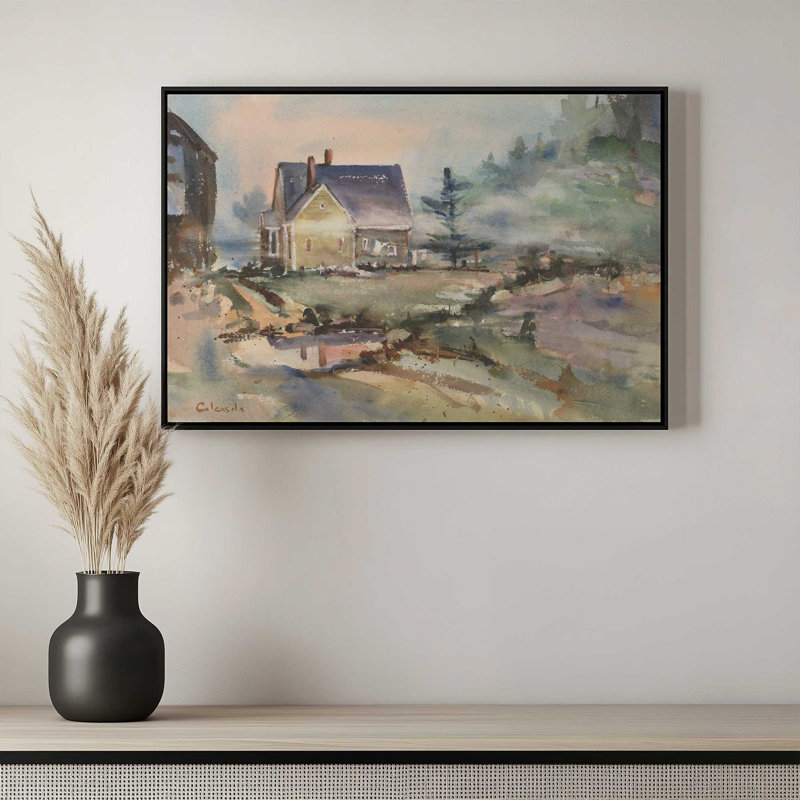 «Laundry Day» par Stephen Calcasola, reproduction d'art sur toile, Brun, «Floater», reproduction encadrée sans passe-par