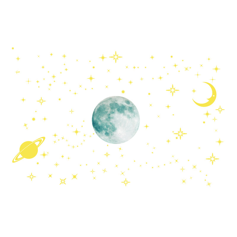 Stars and Moons Glow in Dark Wall Sticker