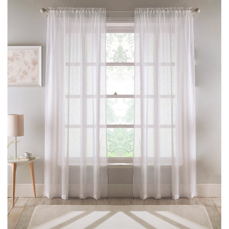 Roehit Sheer Curtain Pair, White, 140cm Width x 137cm Drop
