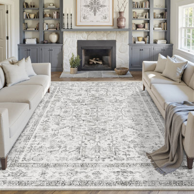 Tapis gris lavable à la machine Stella avec envers antidérapant