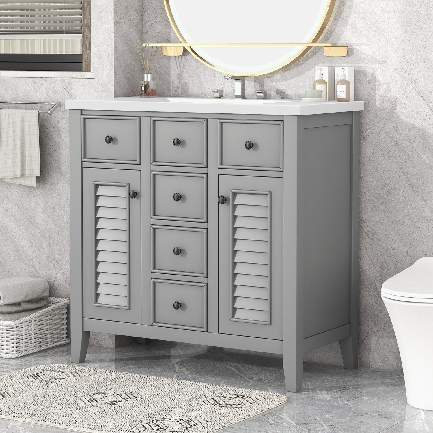 Wildon Home® Berdyne 35.98'' Bathroom Vanity with Solid + Manufactured