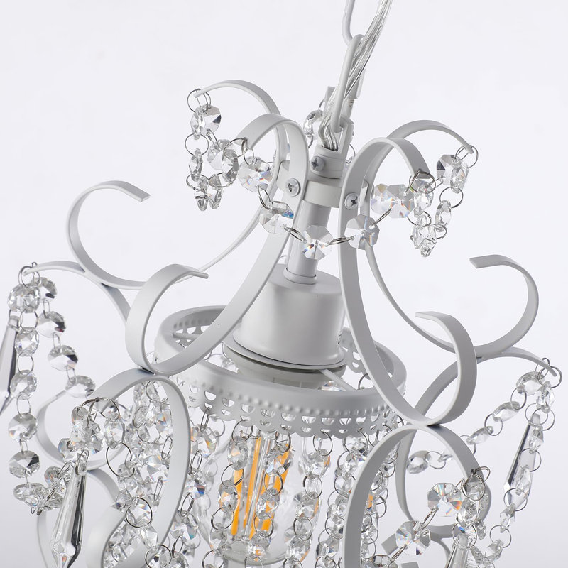 Mini Crystal Plug-In Chandelier With Adjustable Hanging Cord And On/Off Switch For Bedroom, Bathroom, And Living Room