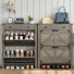 16 Pair Shoe Storage Cabinet with 2 Flip Drawers,Farmhouse Shoe Cabinet for Entryway