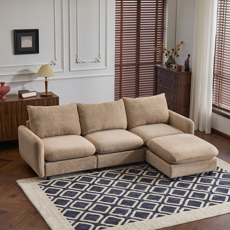 Canapé modulaire en L 4 pièces avec canapé et repose-pieds 4 pièces, durable et confortable pour les réunions de famille, 4