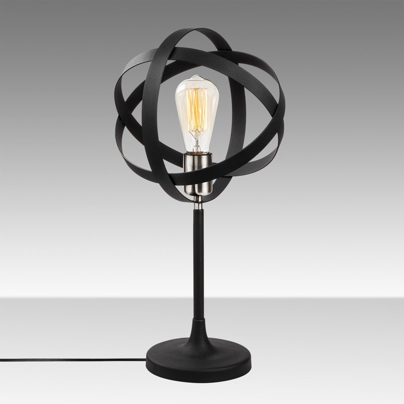 Lampe de table en métal Ettie, Nickel / noir