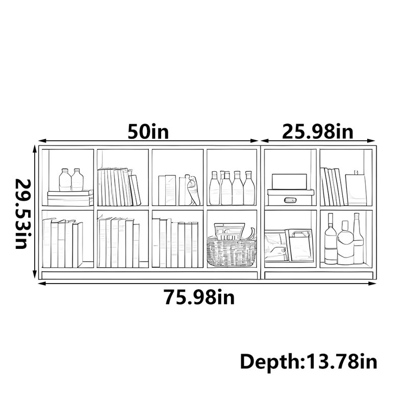 Astromeritis, (4 Shelves) 29.53"H x 75.98"W x 13.78"D, Brown