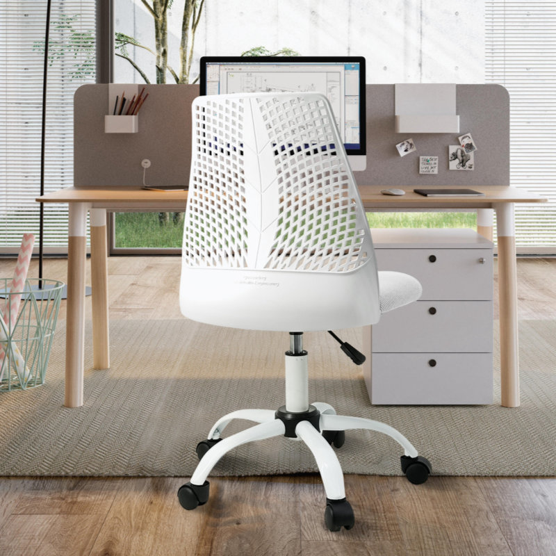 Chaise de bureau ergonomique Kavonta, Blanc / noir, Rose