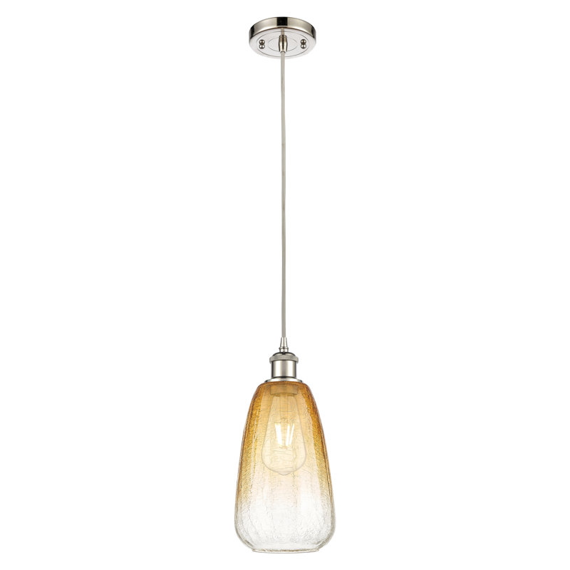 Mini-luminaire suspendu à cordon 1 lumière 6 "Ballston - Laken, Ambre, Nickel poli