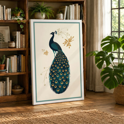 Ornamental Peacock Art Deco - Wrapped Canvas