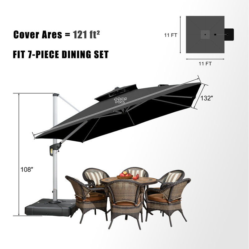 335cm Cantilever Parasol, Black