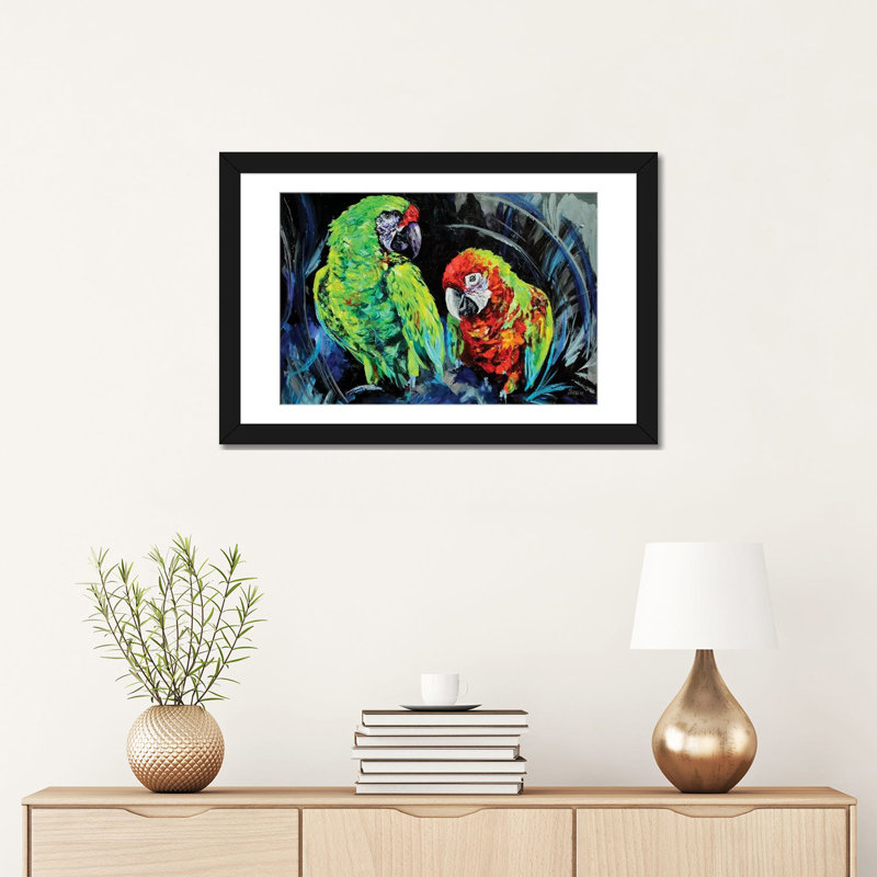 « caws », reproduction sur toile, H 16 po x l 24 po x P 1 po, Papier d'art encadré noir, Blanc