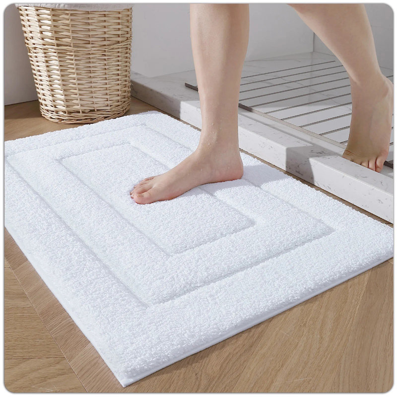 Tapis de bain avec envers antidérapant, Simple - L 59 po x l 24 po, Blanc