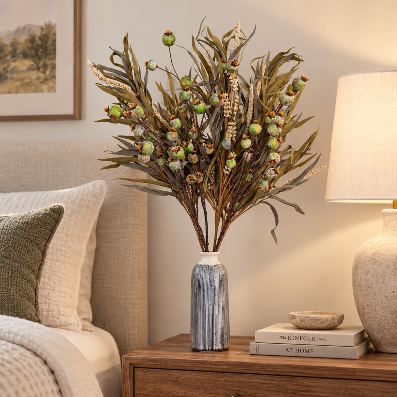 Branches d'automne artificielles rustiques 36 "avec baies et feuilles, fausses tiges d'automne pour vase, décor de Noël