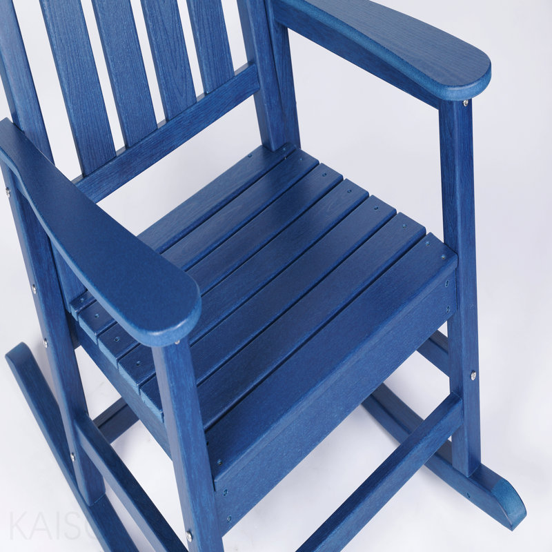 Chaise berçante d'extérieur avec texture bois, Navy Blue